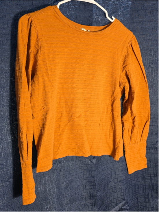 a.n.a Tops - Women's ana Long Sleeve Textured Tee, Size M, Orange autumn fall cozy